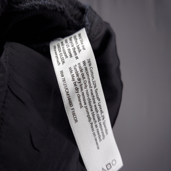 Eileen Fisher Corduroy Pants Women 10 Black Straight Slim Pocket Button Zip Jean - Picture 7 of 7